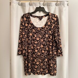 J. Jill Floral Patterned Top in Cream and Brown